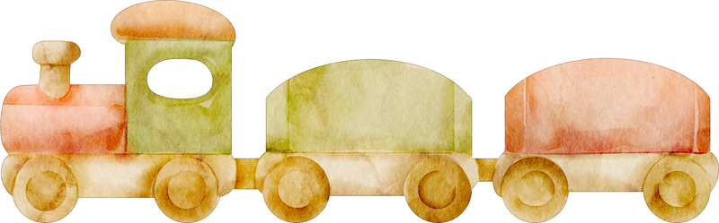 watercolor wooden train