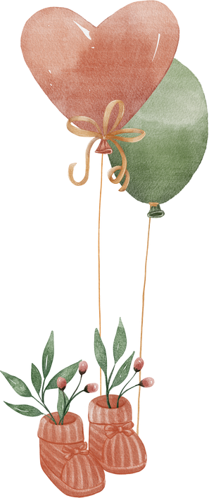 Watercolor baby booties and air balloons