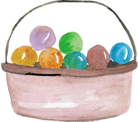 Watercolor Basket of Balls
