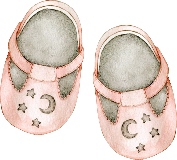Watercolor Baby Shoes Illustration